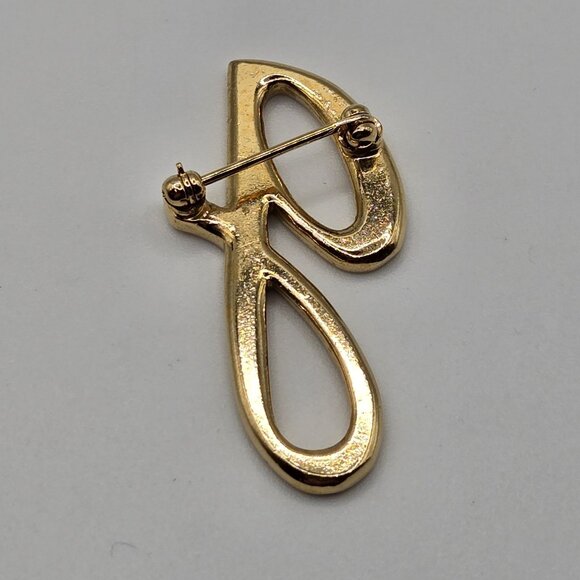 VTG Brooch Monogram Script Letter Insignia "G" Lower Case Gift Gold Tone Pin - Picture 2 of 7